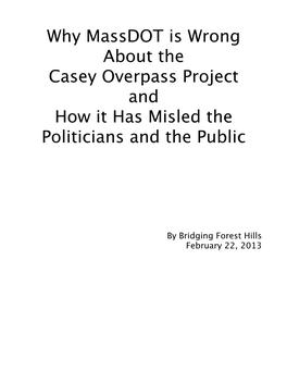 Why Massdot Is Wrong About the Casey Project