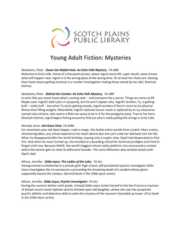 Young Adult Fiction: Mysteries
