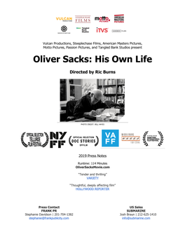 Oliver Sacks: His Own Life