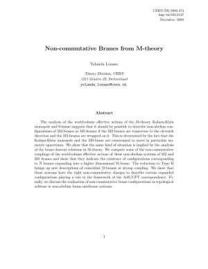 Non-Commutative Branes from M-Theory