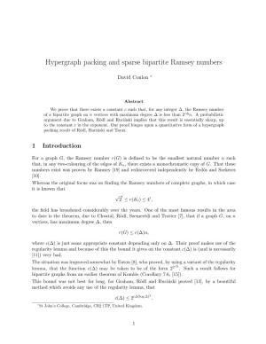 Hypergraph Packing and Sparse Bipartite Ramsey Numbers
