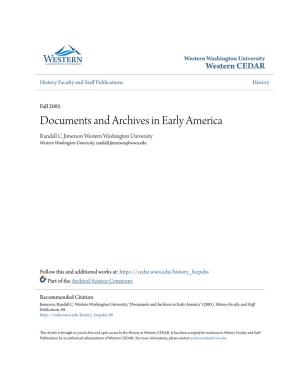 Documents and Archives in Early America Randall C