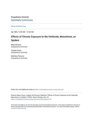 Effects of Chronic Exposure to the Herbicide, Mesotrione, on Spiders