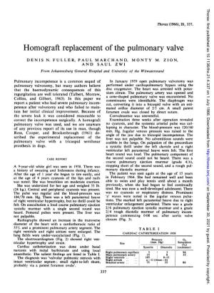 Homograft Replacement of the Pulmonary Valve