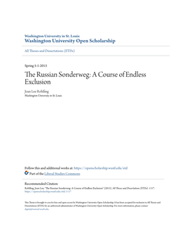 The Russian Sonderweg: a Course of Endless Exclusion Joan Lee Rohlfing Washington University in St