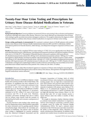 Article Twenty-Four Hour Urine Testing and Prescriptions For