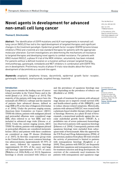 Novel Agents in Development for Advanced Non-Small Cell Lung Cancer