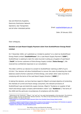 Decision on a Last Resort Supplier Payment Claim from Scottishpower
