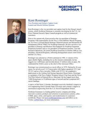 Kent Rominger Vice President and Omega Capture Lead, Launch and Missile Defense Systems