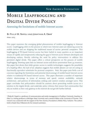 Mobile Leapfrogging and Digital Divide Policy Assessing the Limitations of Mobile Internet Access