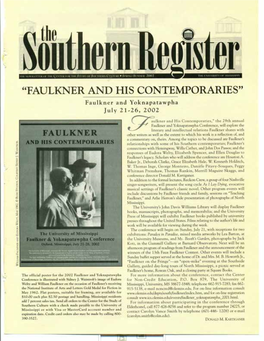 "FAULKNER and HIS CONTEMPORARIES" Faulkner and Yoknapatawpha July 21 ..26,2002