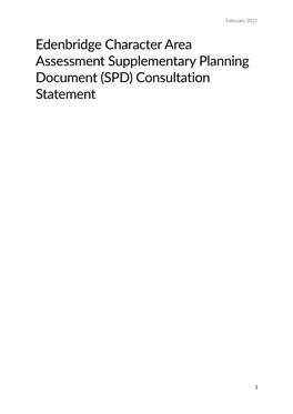 Edenbridge Character Area Assessment Supplementary Planning Document (SPD) Consultation Statement