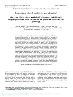 Overview of the Role of Alcohol Dehydrogenase and Aldehyde Dehydrogenase and Their Variants in the Genesis of Alcohol-Related Pathology