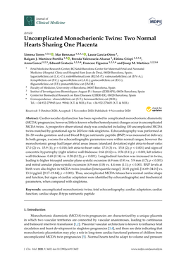 Uncomplicated Monochorionic Twins: Two Normal Hearts Sharing One Placenta