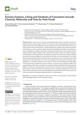 Sensory Features, Liking and Emotions of Consumers Towards Classical, Molecular and Note by Note Foods