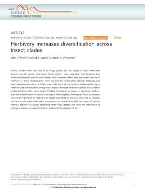 Herbivory Increases Diversification Across Insect Clades
