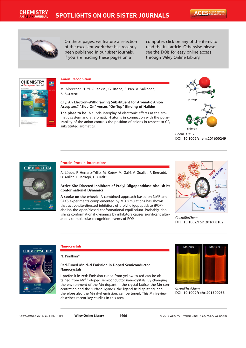 Spotlights on Our Sister Journals: Chem. Asian J. 10/2016