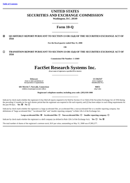 Factset Research Systems Inc. (Exact Name of Registrant As Specified in Its Charter)