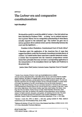 The Lochner Era and Comparative Constitutionalism