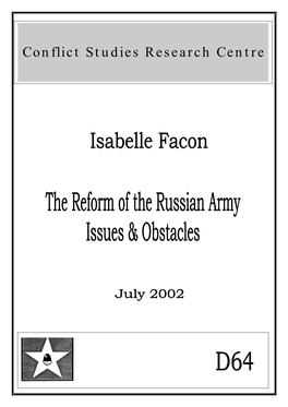 The Reform of the Russian Army Issues & Obstacles