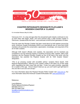 Coaster Enthusiasts Designate Playland's