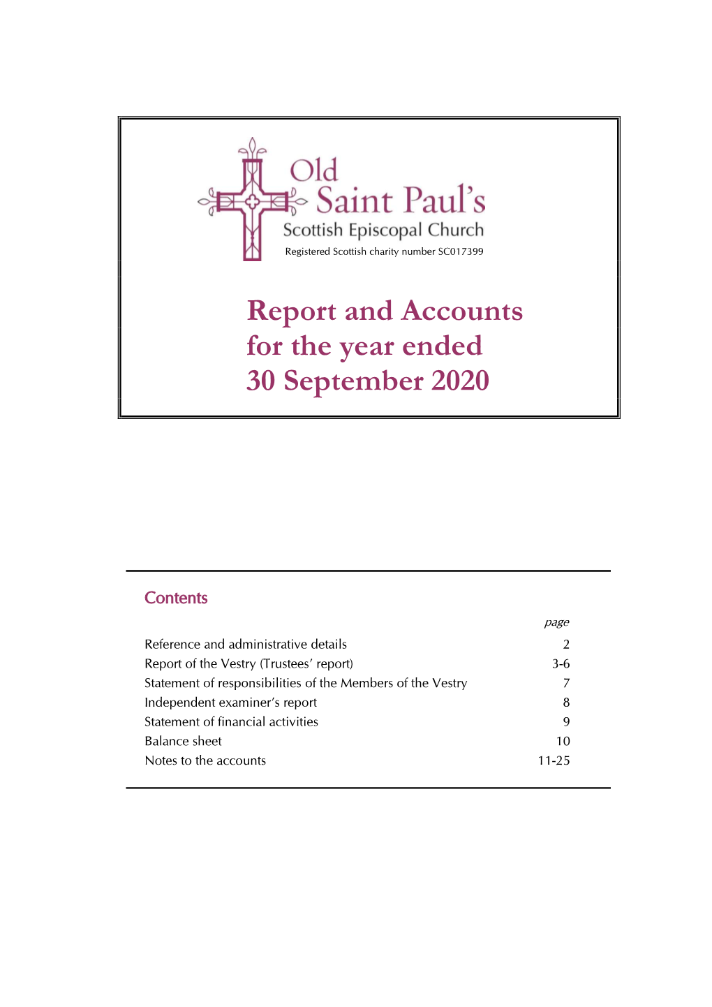 Report and Accounts for the Year Ended 30 September 2020