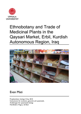 Ethnobotany and Trade of Medicinal Plants in the Qaysari Market, Erbil, Kurdish Autonomous Region, Iraq