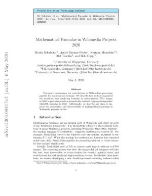 Mathematical Formulae in Wikimedia Projects 2020”