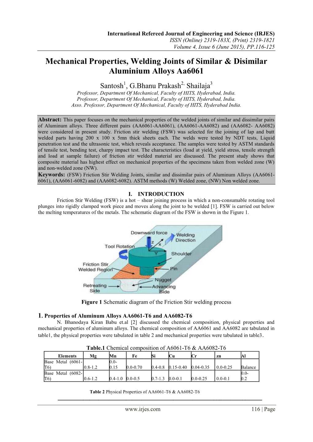 Mechanical Properties, Welding Joints of Similar & Disimilar Aluminium