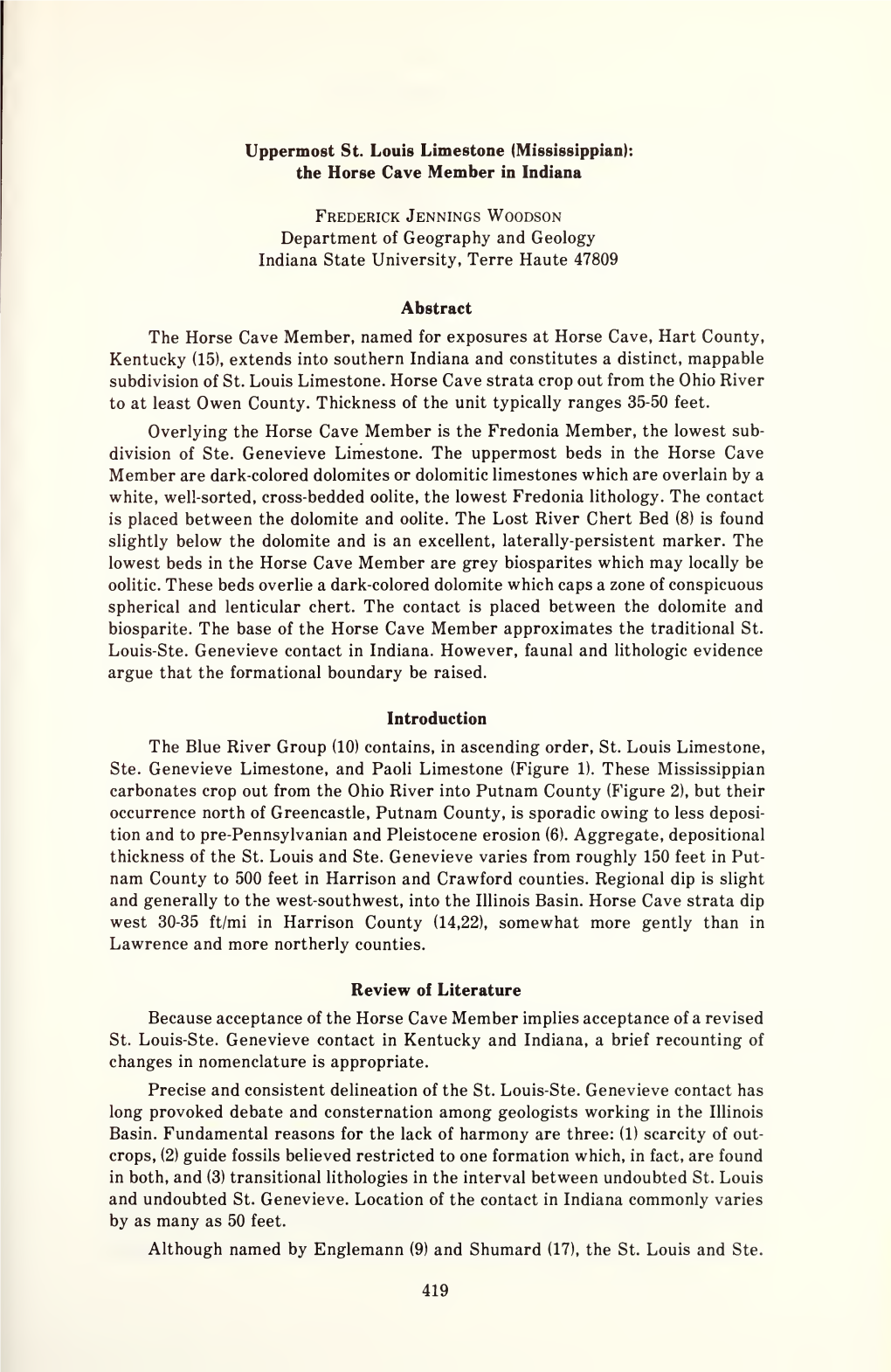 Proceedings of the Indiana Academy of Science