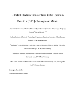 Ultrafast Electron Transfer from Cdse Quantum Dots to A