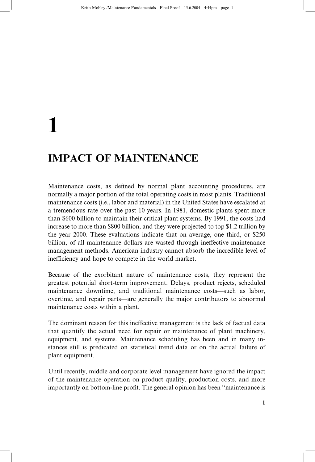 Impact of Maintenance