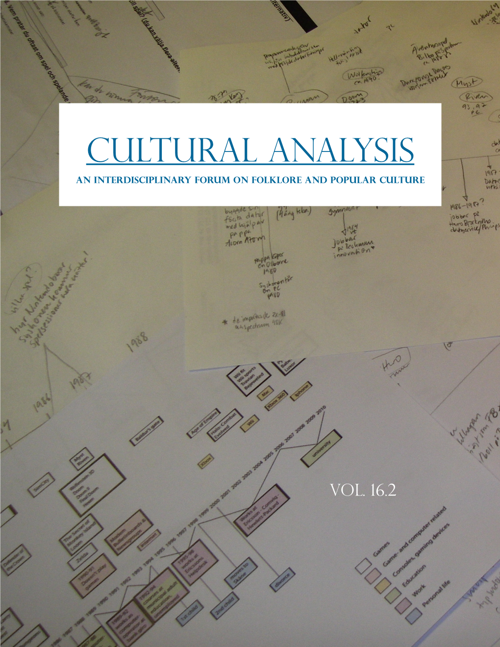Cultural Analysis an Interdisciplinary Forum on Folklore and Popular Culture