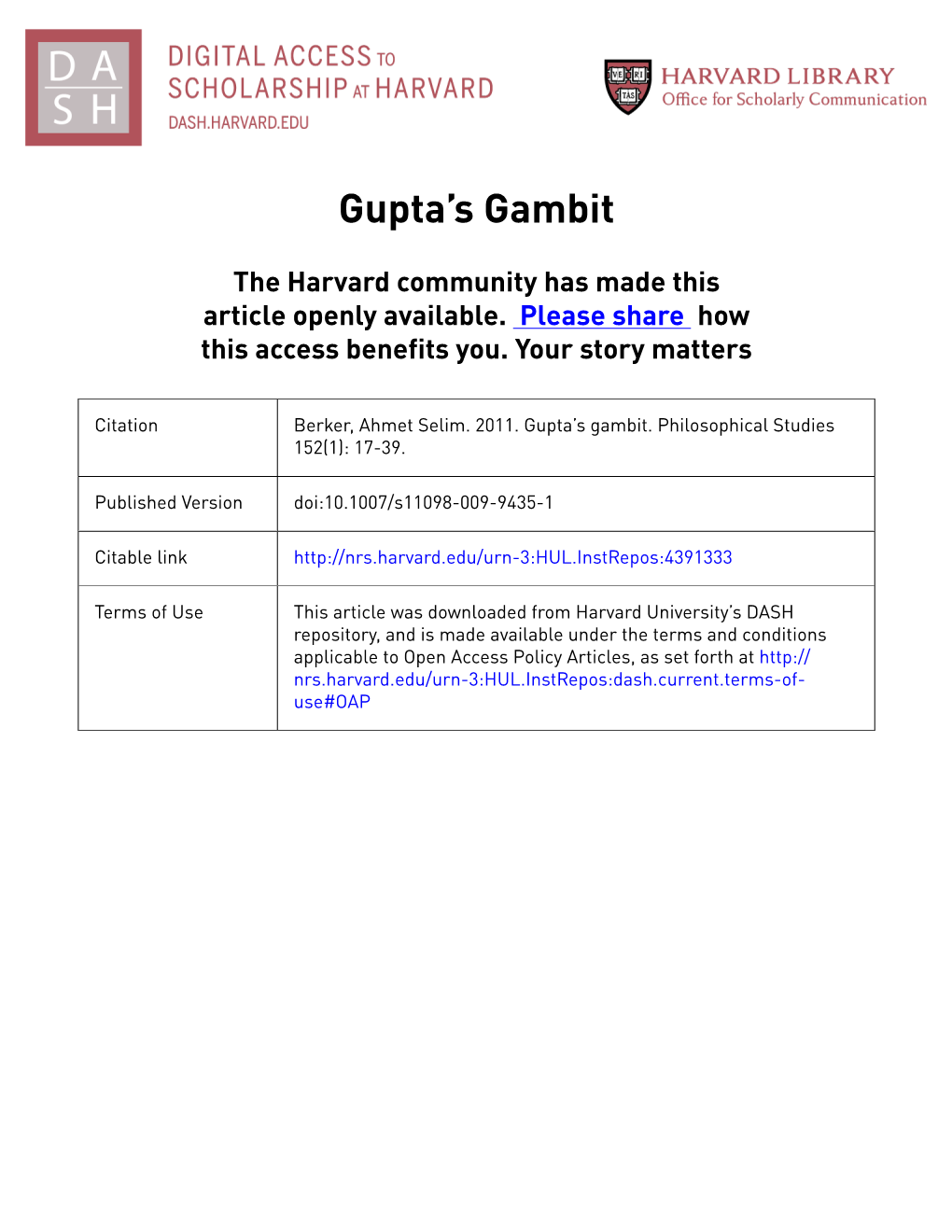 Gupta's Gambit