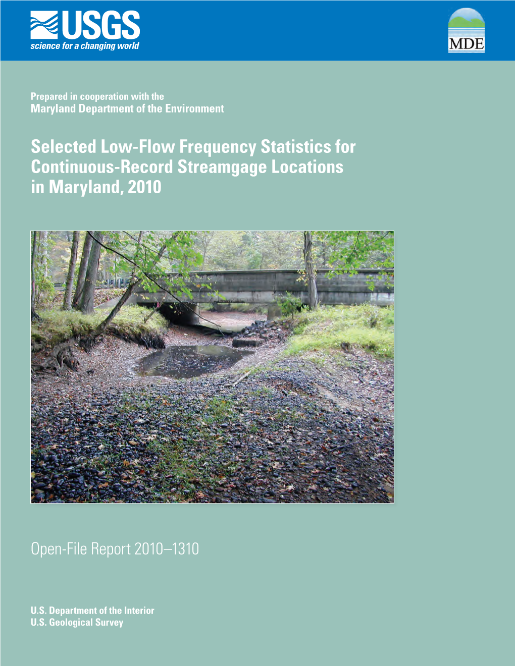 Selected Low-Flow Frequency Statistics for Continuous-Record Streamgage Locations in Maryland, 2010