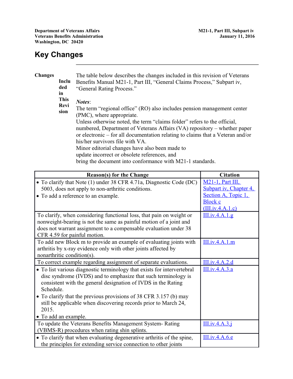 Department of Veterans Affairs M21-1, Part III, Subpart Iv