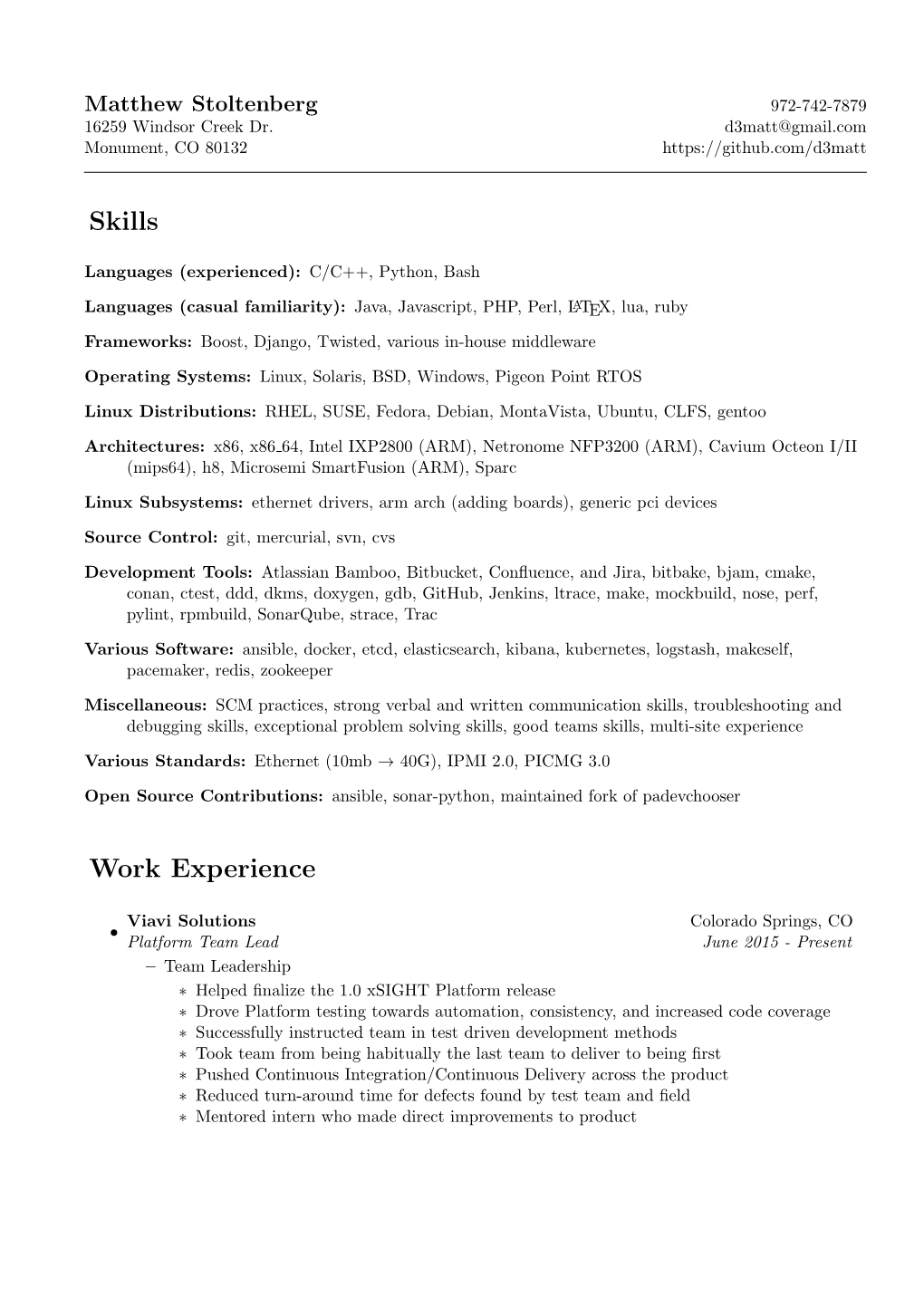 Skills Work Experience