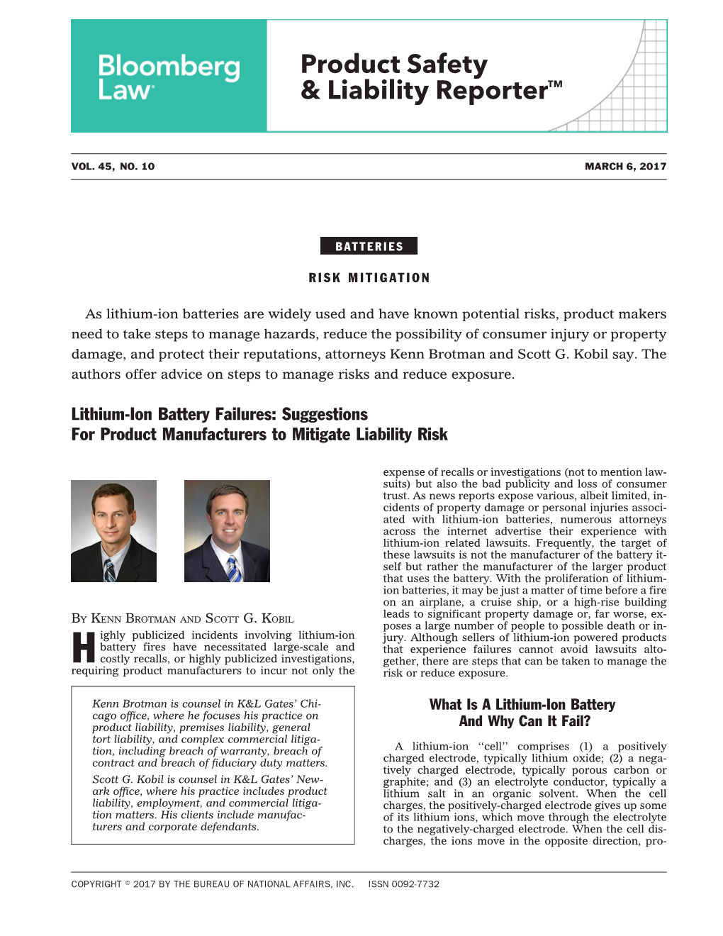 Lithium-Ion Battery Failures: Suggestions for Product Manufacturers to Mitigate Liability Risk