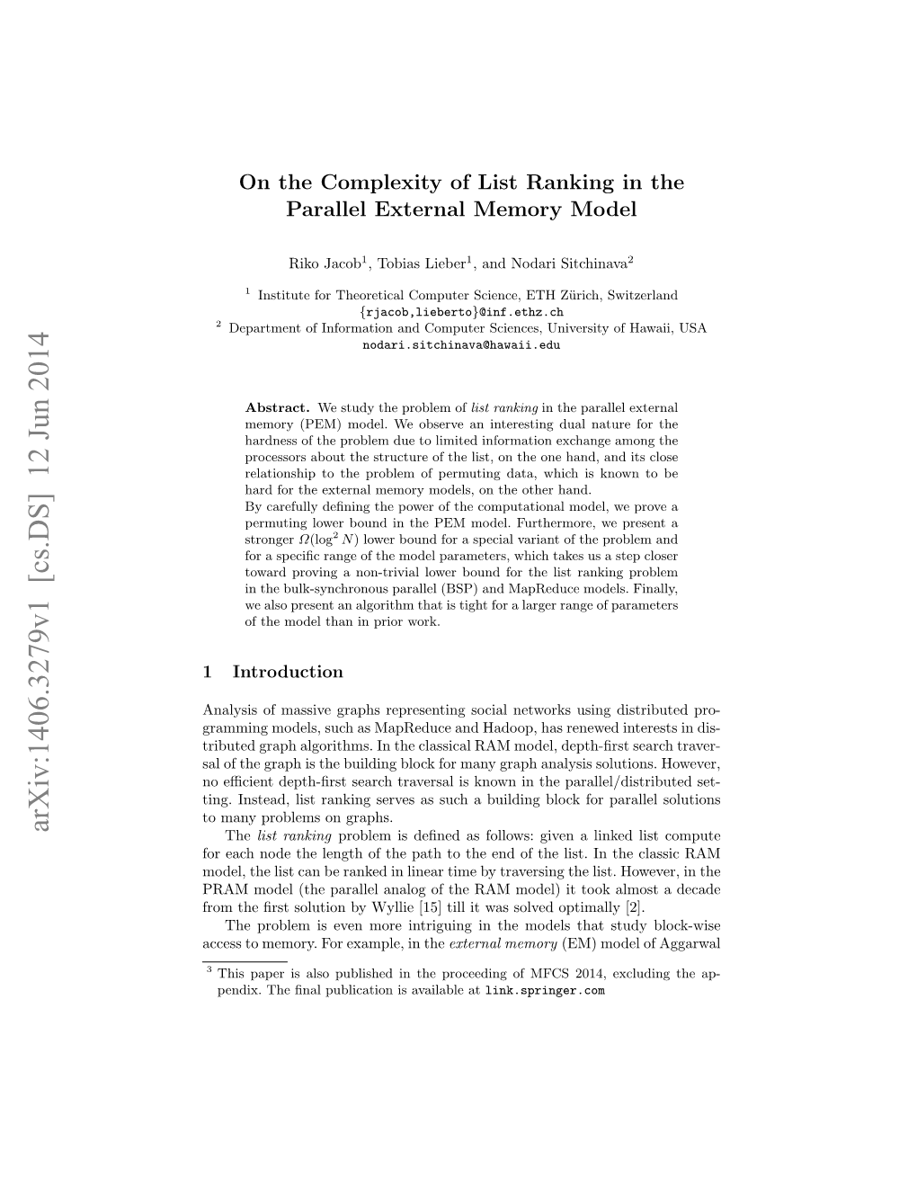 On the Complexity of List Ranking in the Parallel External Memory Model