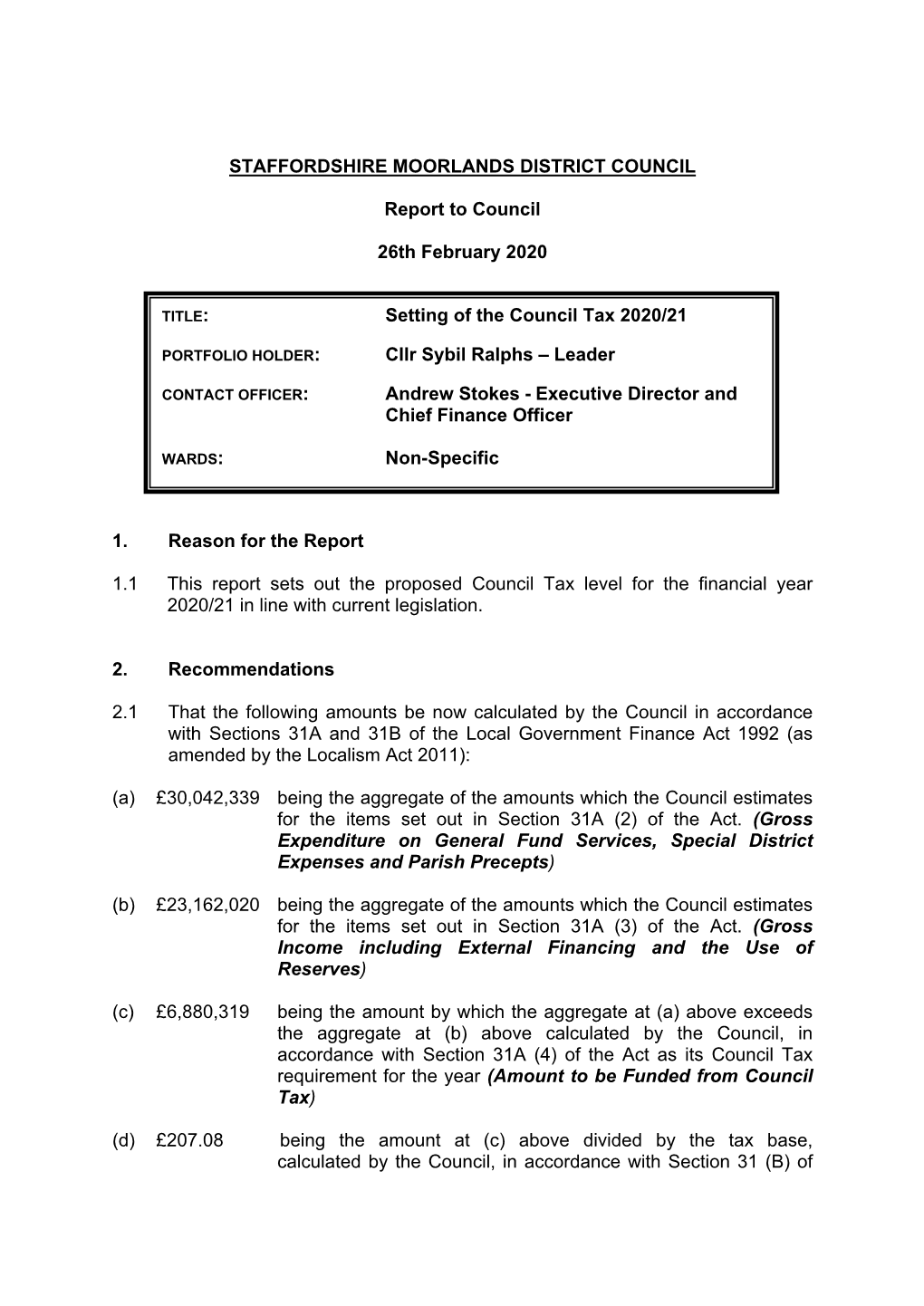 Staffordshire Moorlands District Council