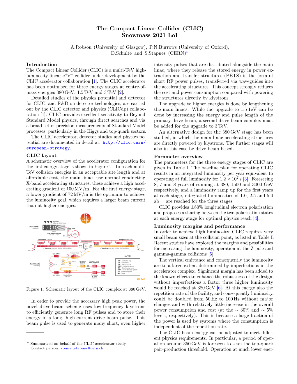 The Compact Linear Collider (CLIC) Snowmass 2021 Loi