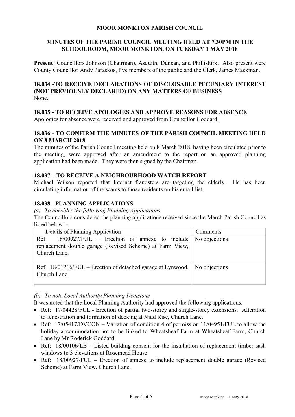 Moor Monkton Parish Council