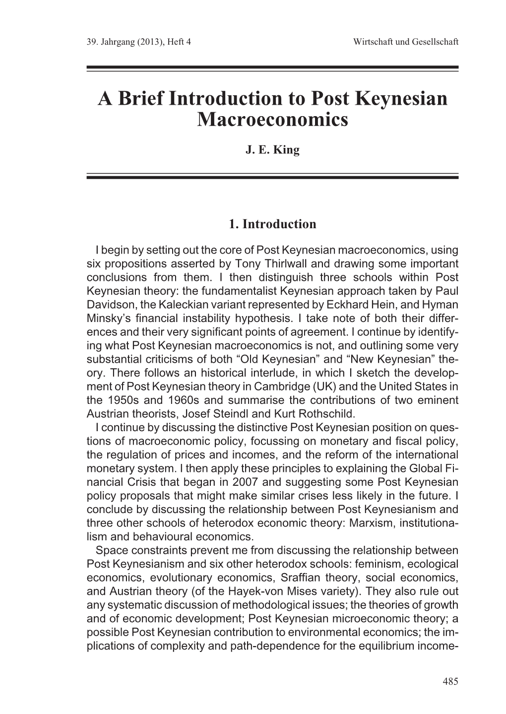 A Brief Introduction to Post Keynesian Macroeconomics