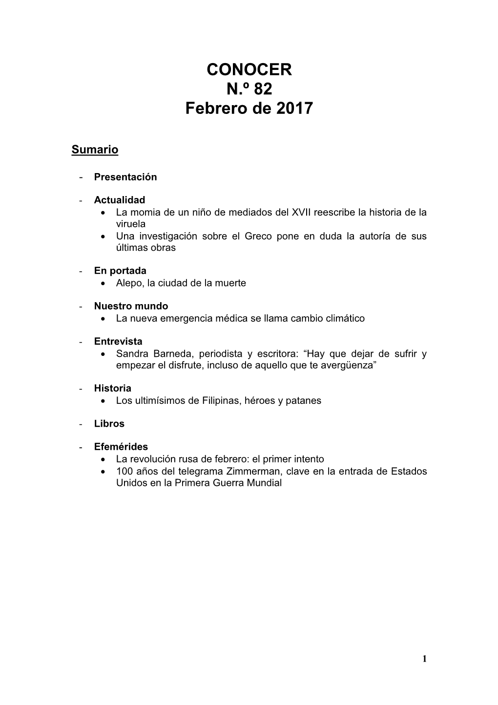 CONOCER N.º 82 Febrero De 2017