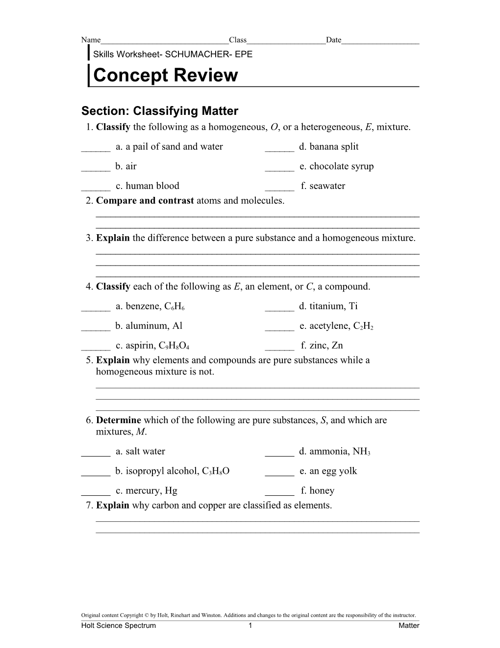 Skills Worksheet- SCHUMACHER- EPE