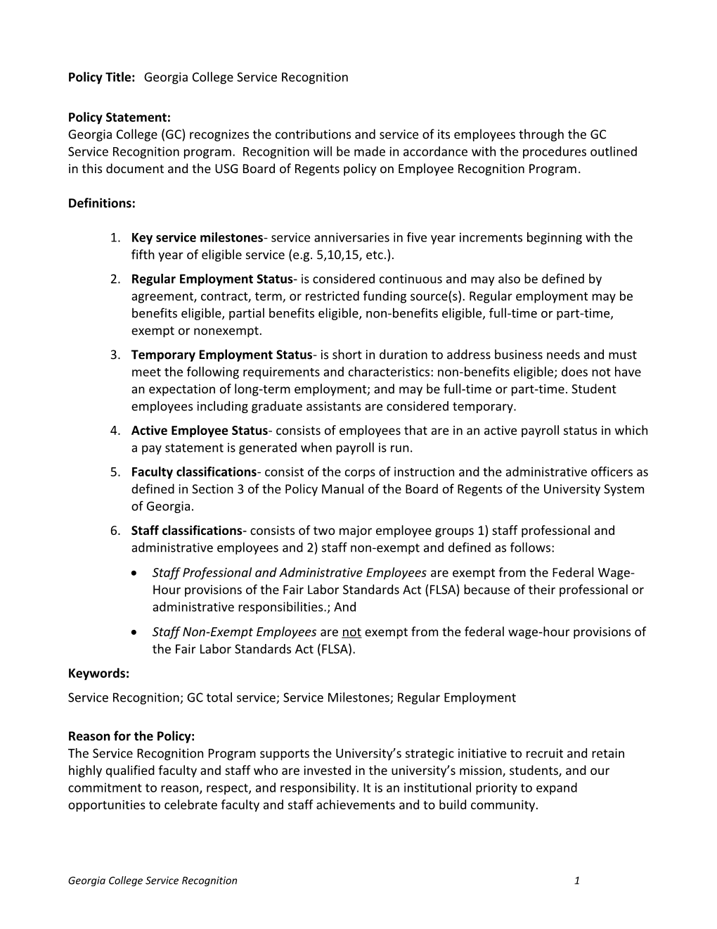 Policy Format Georgia College & State University