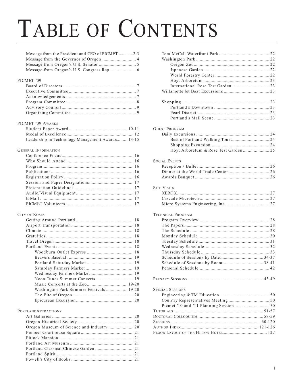 Table of Contents