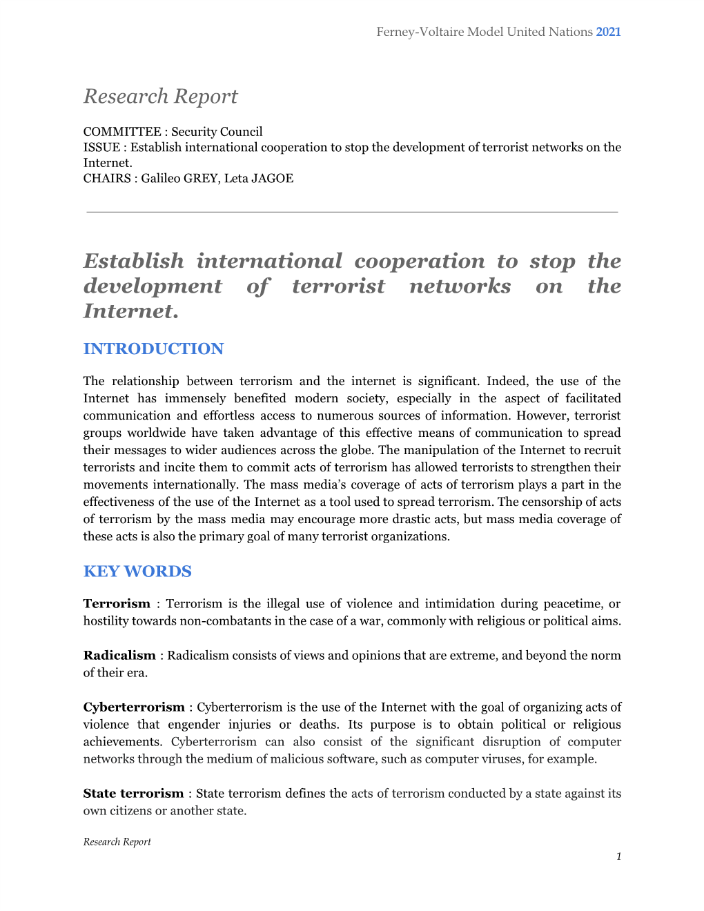 Research Report Establish International Cooperation to Stop The