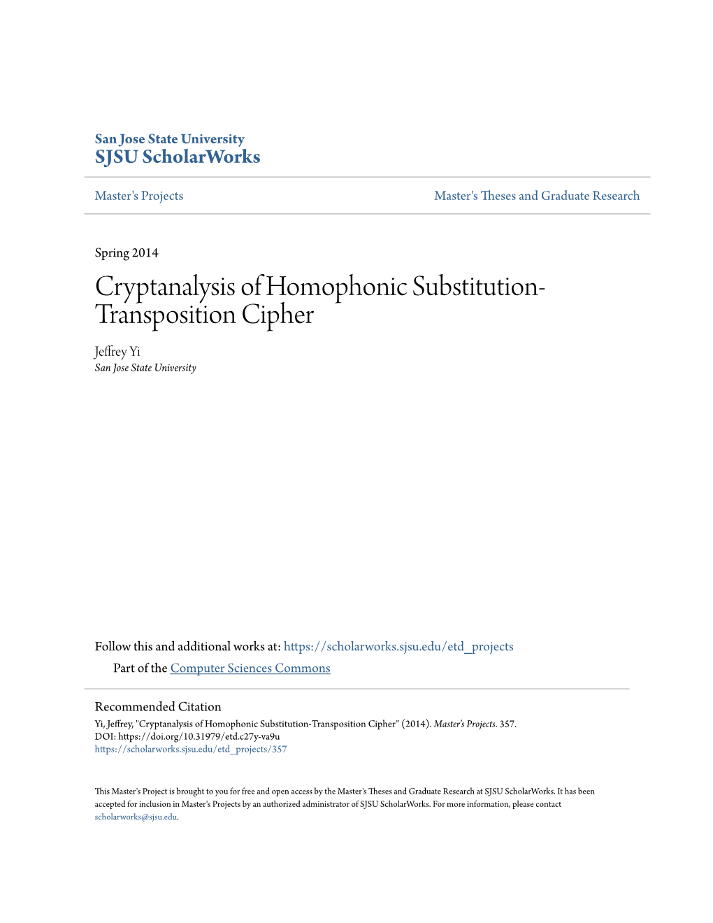 Cryptanalysis of Homophonic Substitution-Transposition Cipher