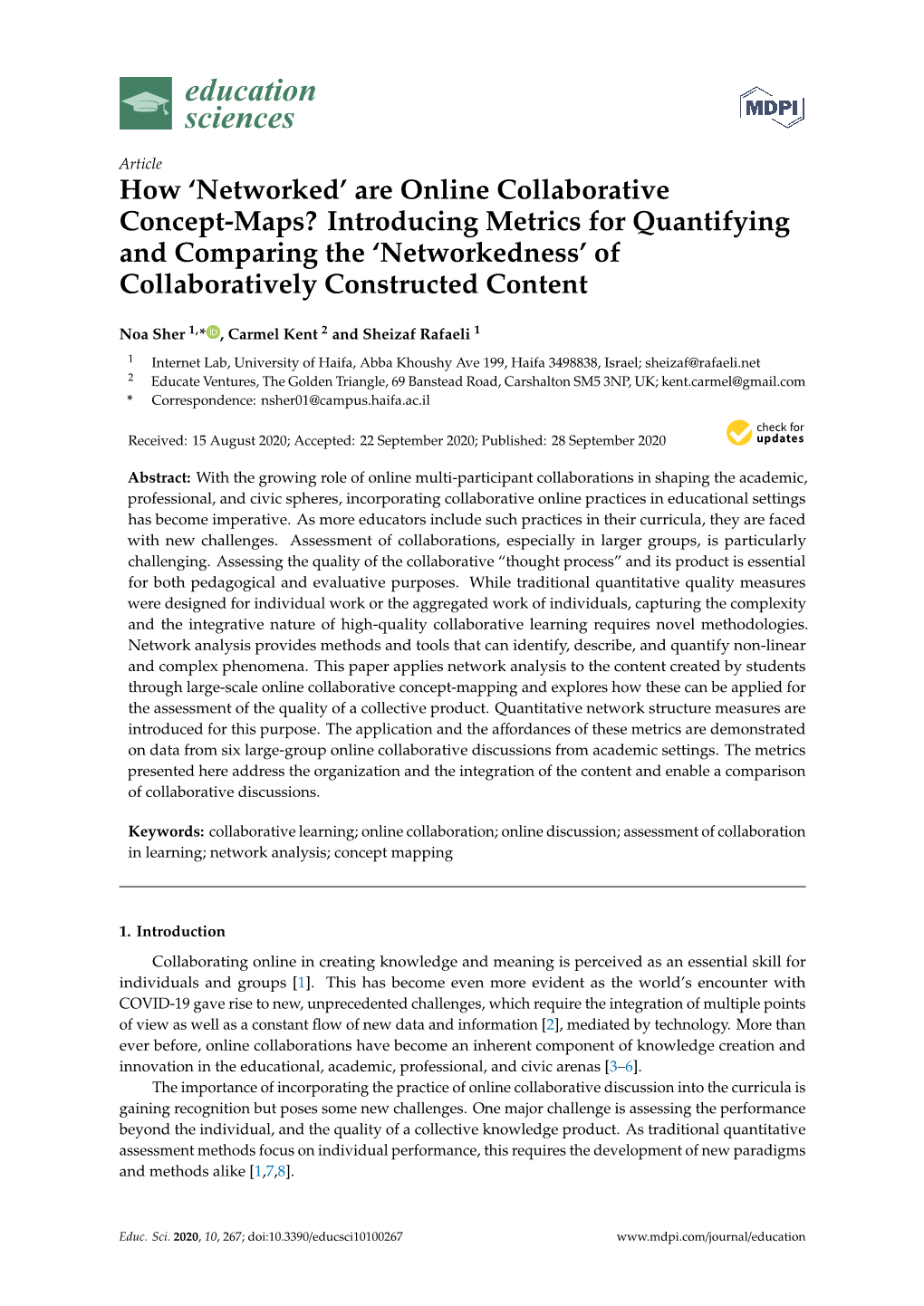 Are Online Collaborative Concept-Maps? Introducing Metrics for Quantifying and Comparing the ‘Networkedness’ of Collaboratively Constructed Content